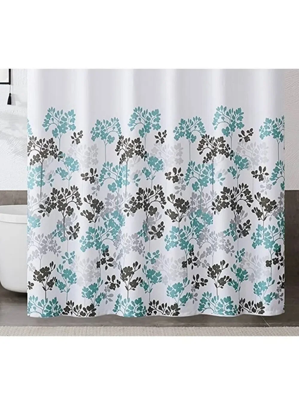NEW-MODERN Floral Pattern Fabric Shower Curtain Washable, Water Resistant 70x84